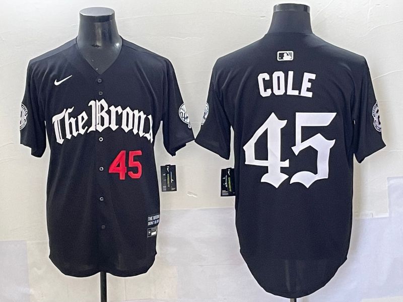 Men 2025 New York Yankees #45 Cole Black Five generations Joint Name Nike MLB Jersey style 2